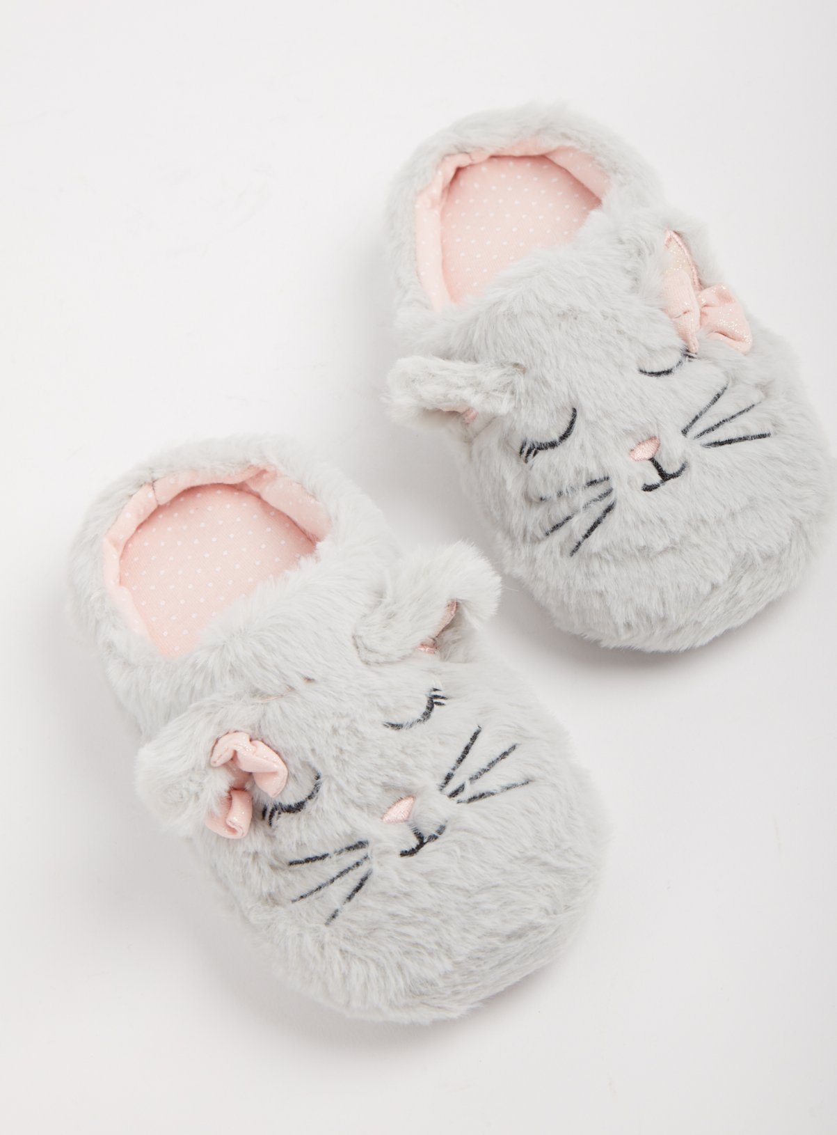 grey cat slippers