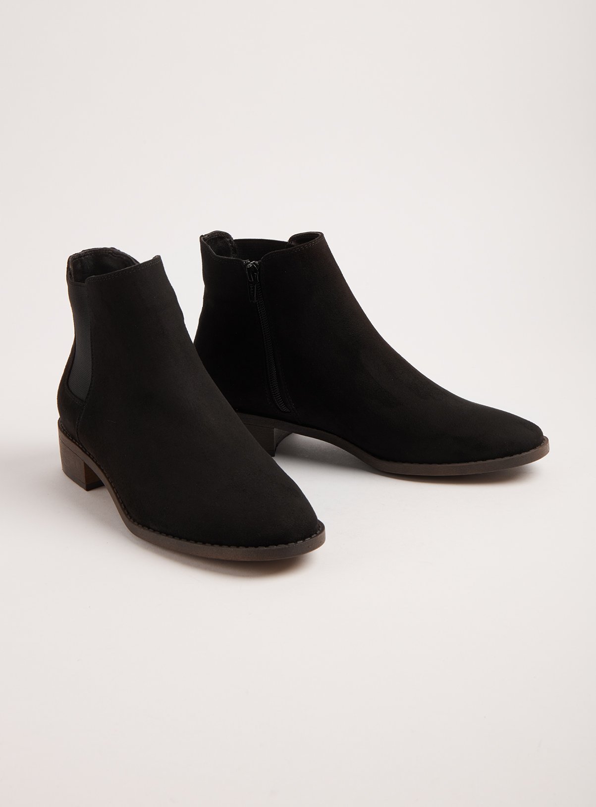 black faux suede chelsea boots