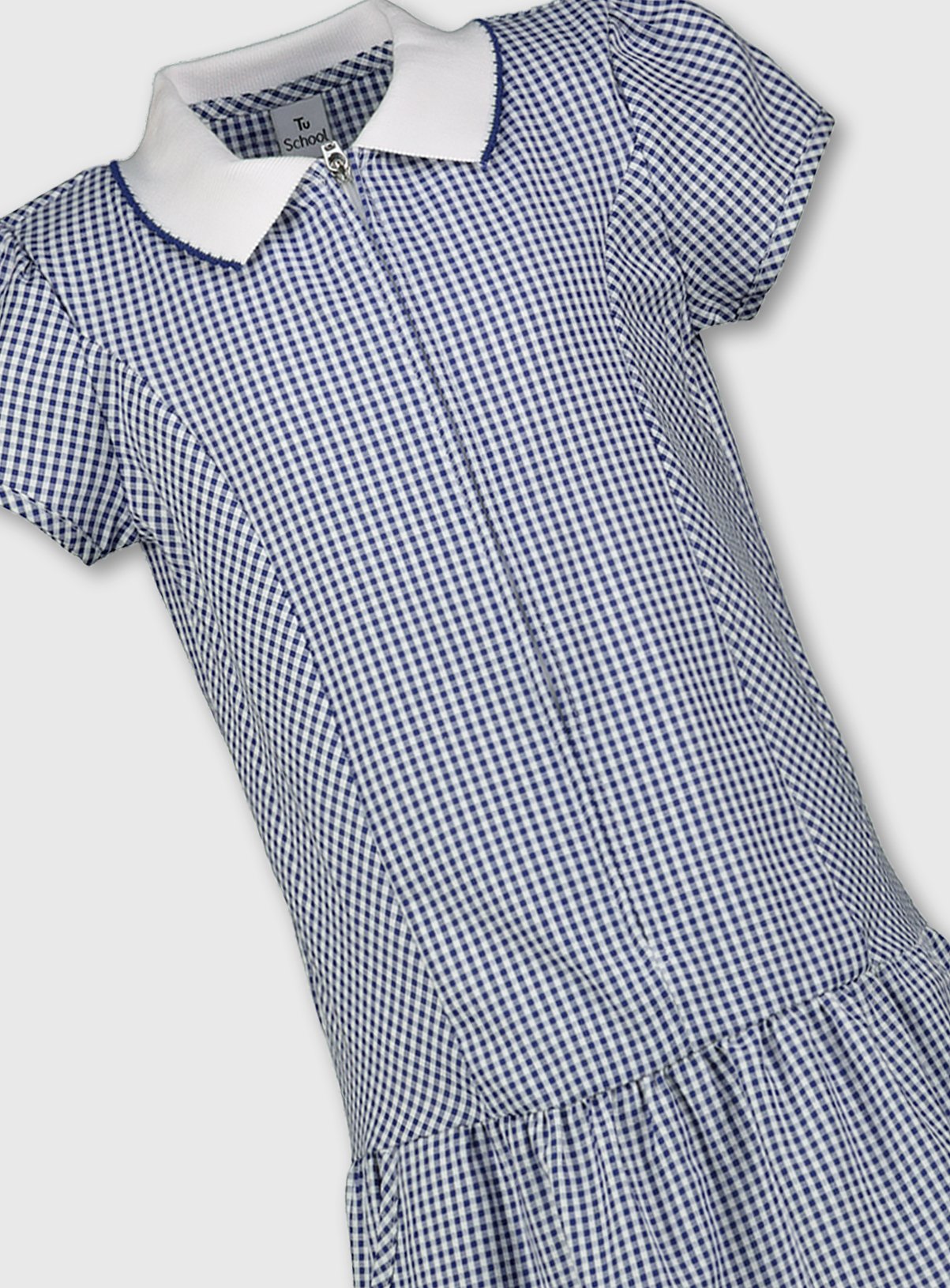 Navy Blue Gingham Sporty Collar School Dress Review