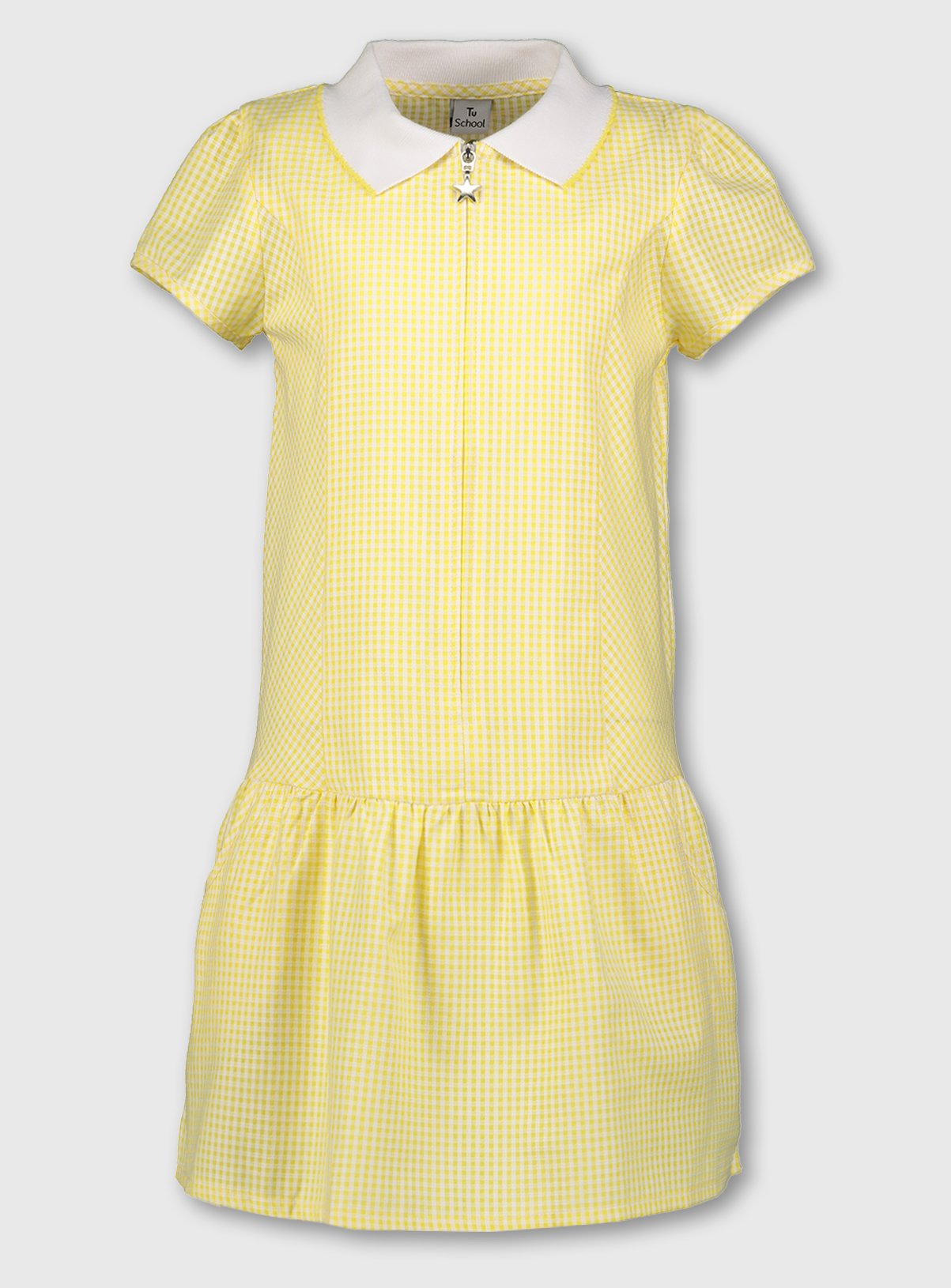 girls yellow gingham school dress