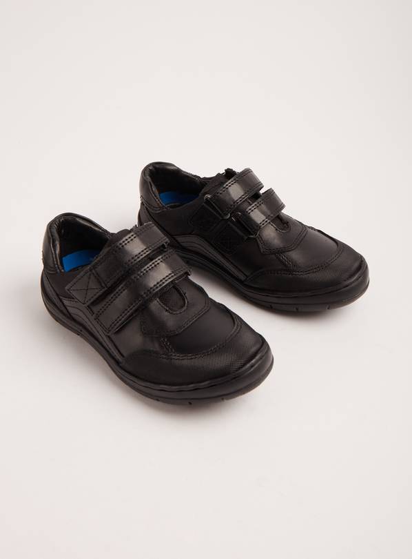 Black Leather Twin Strap School Shoes - 10 Infant
