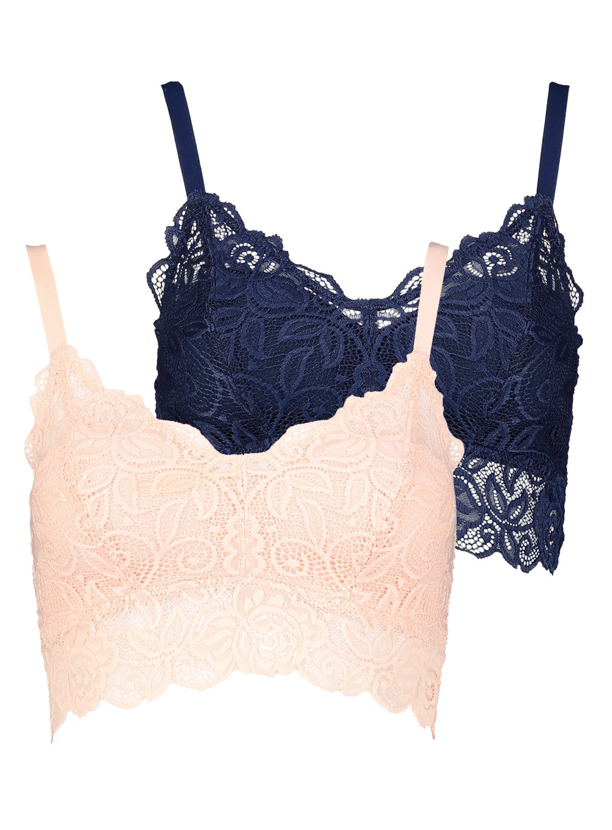 Navy & Peach Lace Soft Bralette 2 Pack Review