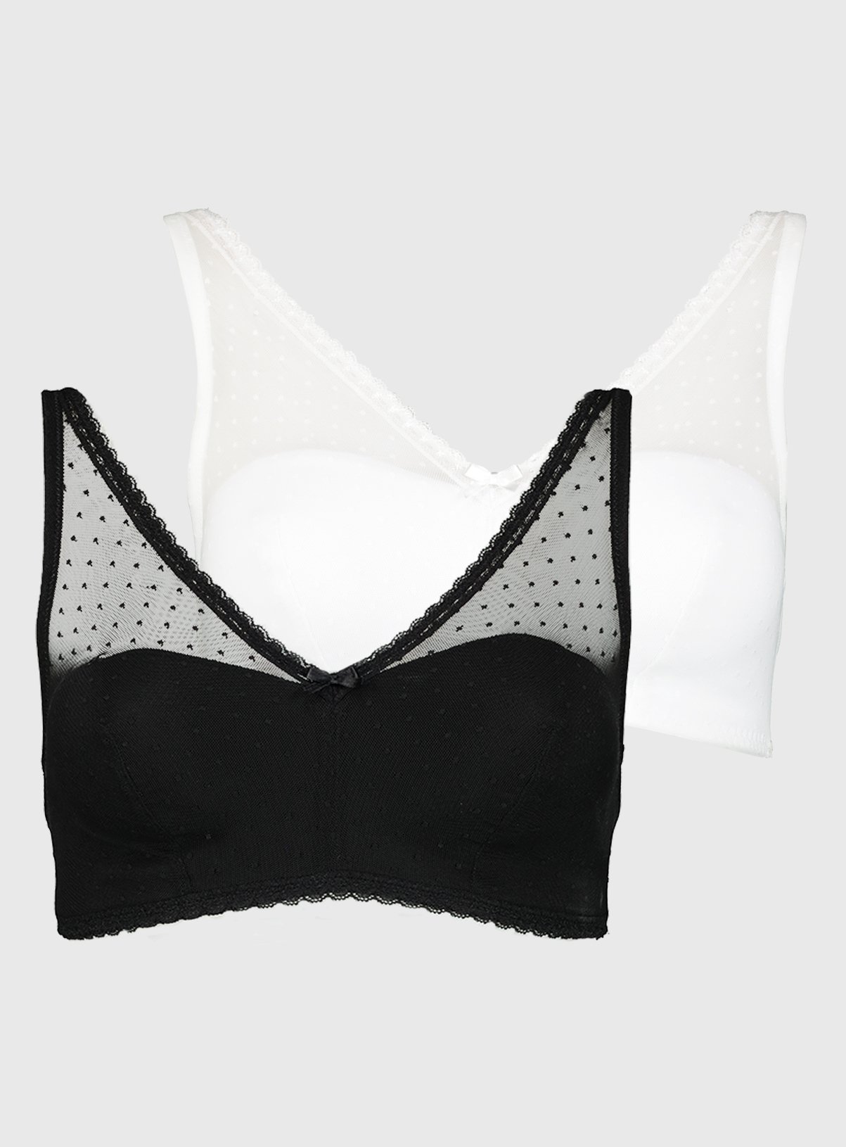 White & Black Spot Mesh Padded Lounge Bra 2 Pack Review