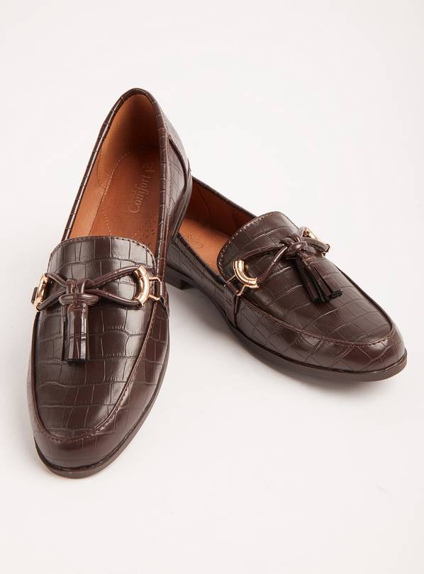 Buy Sole Comfort Brown Croc Effect Loafers 3 Shoes And Boots