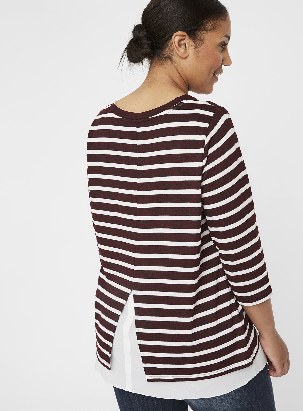 JUNAROSE Burgundy & White Knit Pullover Blouse Review