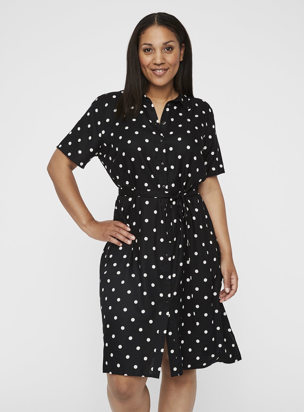 polka dot knee length dress