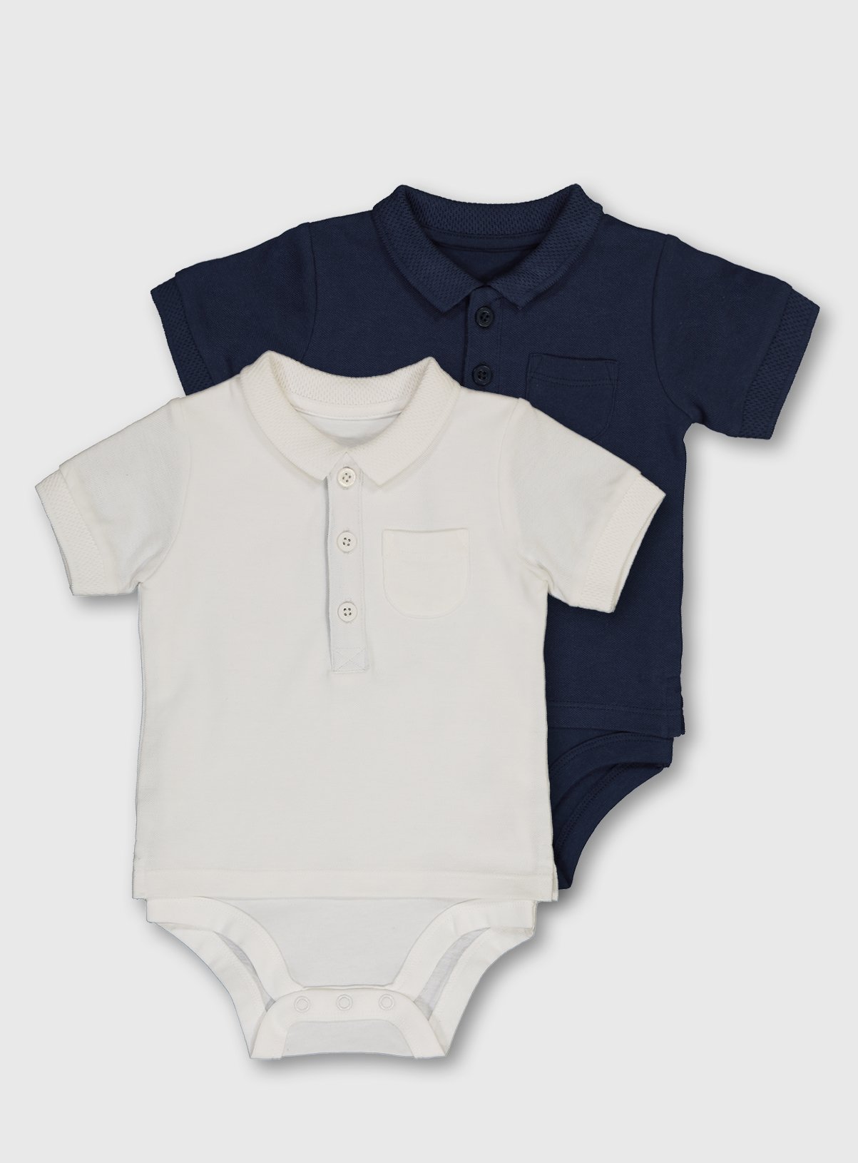 Navy & White Pique Polo Shirt Bodysuits 2 Pack Review