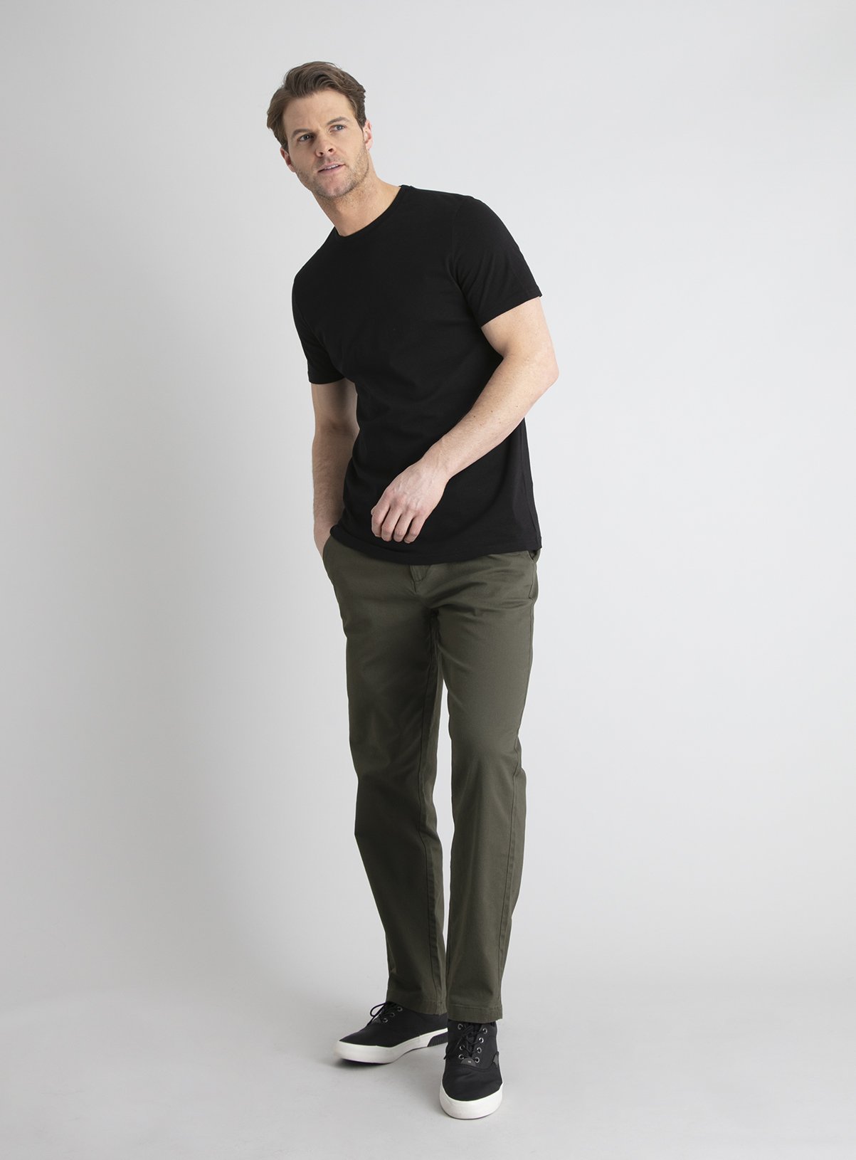 Khaki Green Straight Leg Belted Chino With Stretch Review