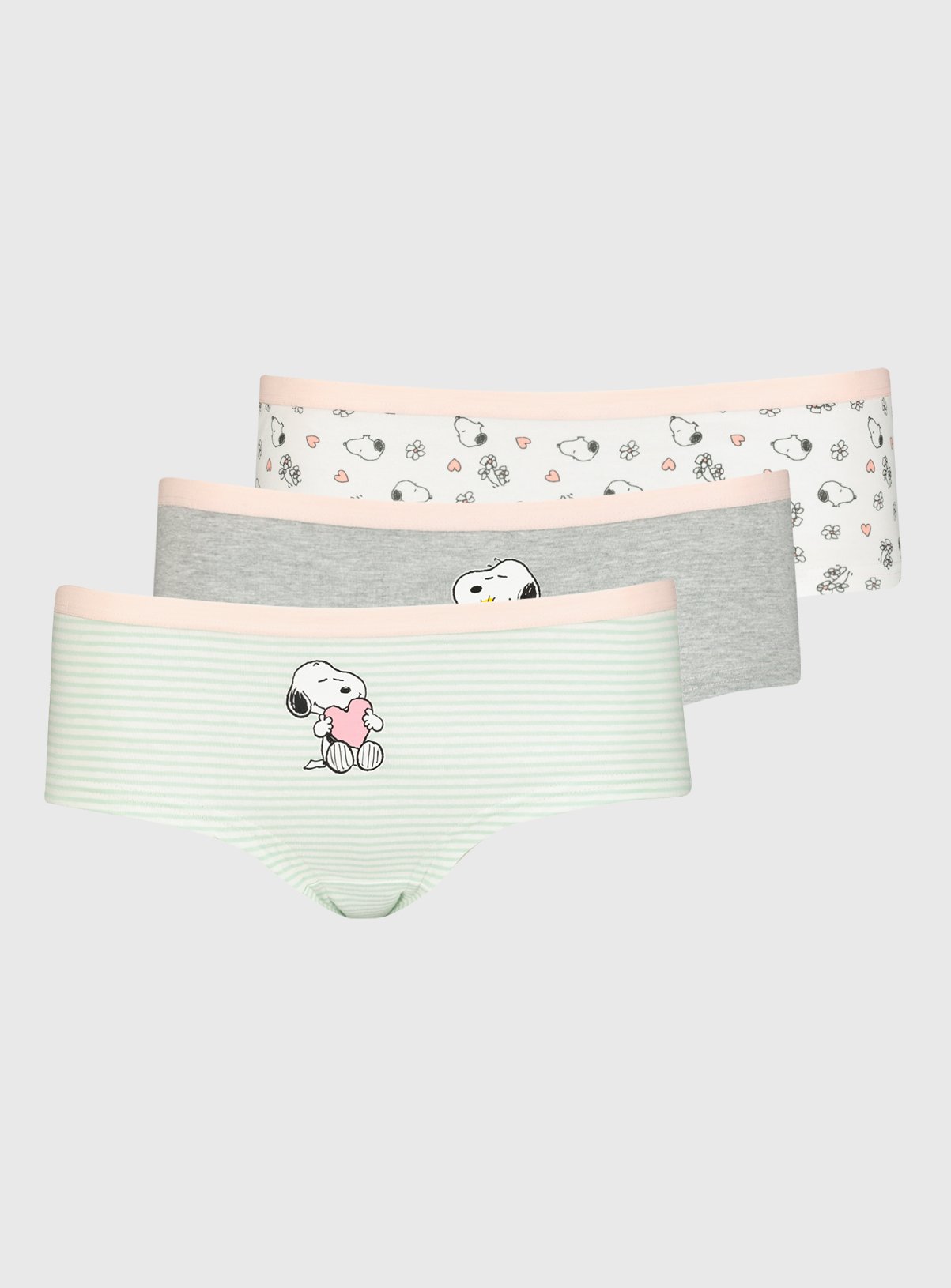 Peanuts Snoopy Grey Marl Knicker Shorts 3 Pack Review