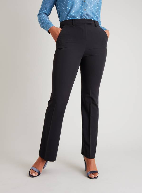 Buy Black Bootcut Trousers With Stretch - 8R, Trousers
