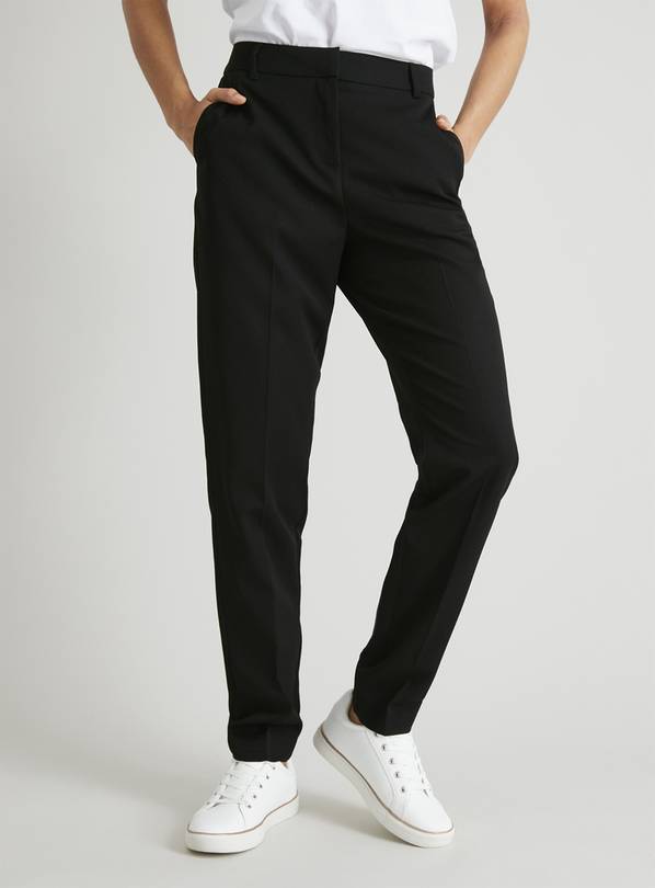 Buy Black Tapered Leg Trousers With Stretch - 24R | Trousers | Argos