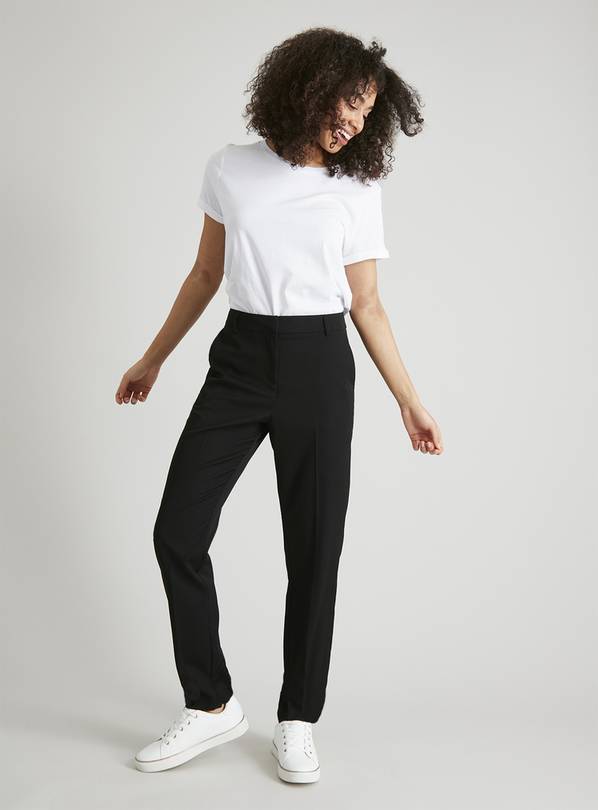 Buy Black Tapered Leg Trousers With Stretch - 8R, Trousers