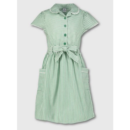 Green Stripy School Dress - 4 years