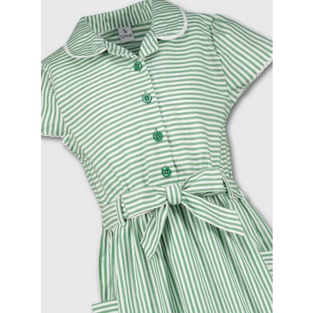 Green Stripy School Dress - 8 years