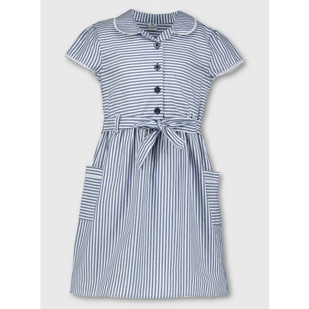 Navy Blue Stripy School Dress - 7 years