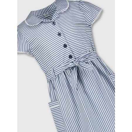 Navy Blue Stripy School Dress - 12 years