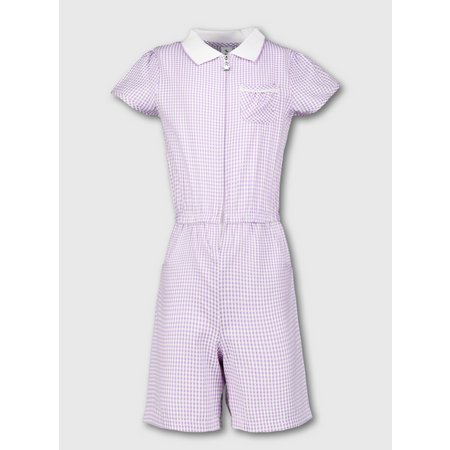 Lilac Gingham School Playsuit - 12 years