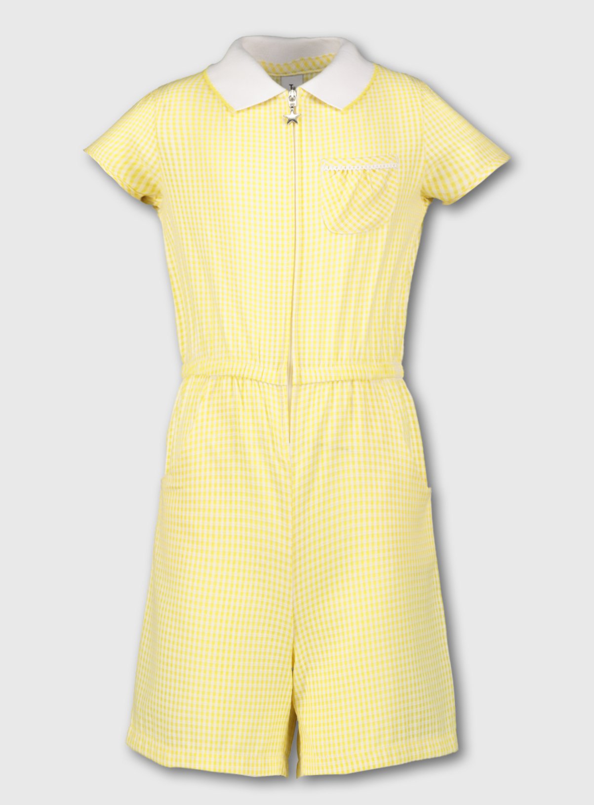 girls yellow gingham school dress