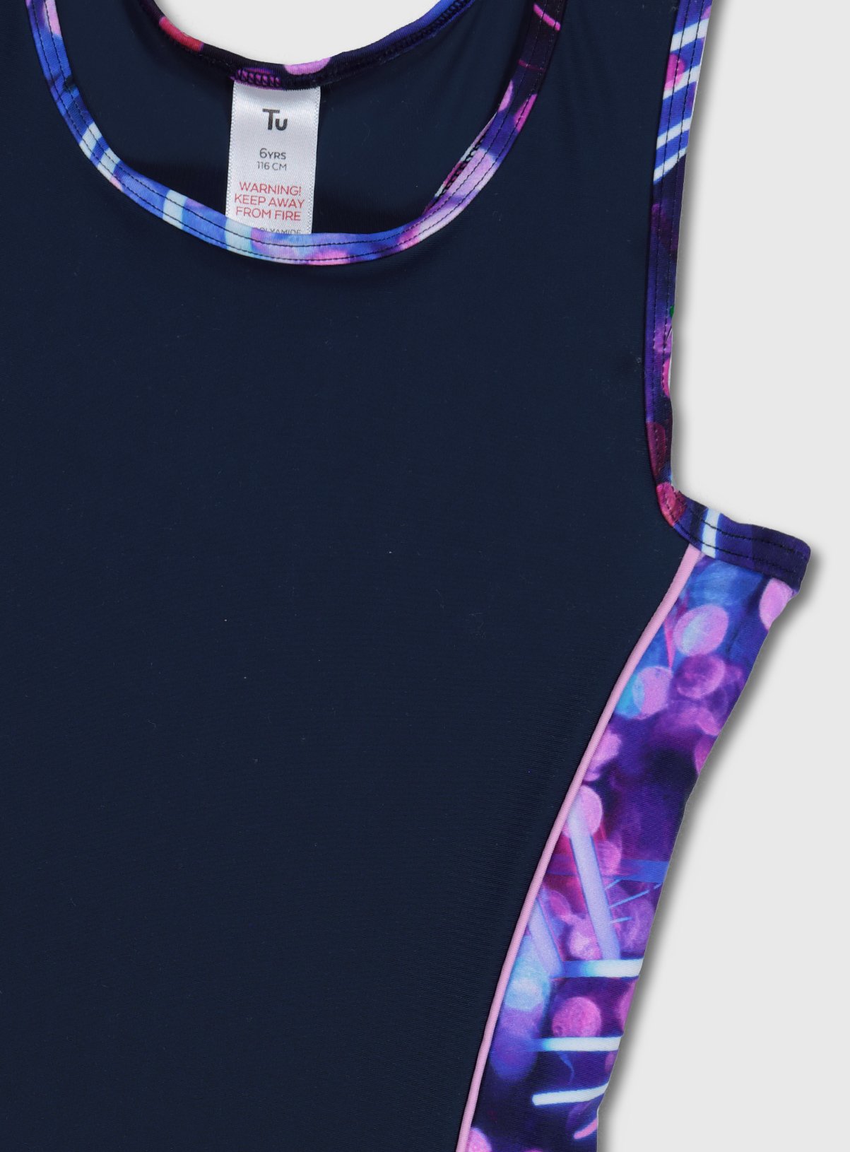 Navy Techno Print Side Swimming Costume Review