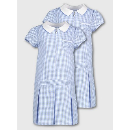 Blue Gingham Sporty Dresses 2 Pack - 3 years