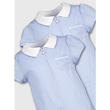 Blue Gingham Sporty Dresses 2 Pack - 13 years