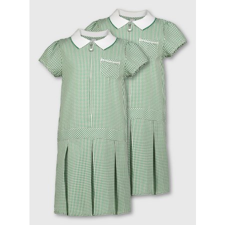 Green Gingham Sporty Dresses 2 Pack - 11 years