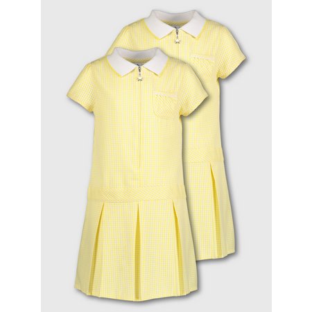 Yellow Gingham Sporty Dresses 2 Pack - 9 years
