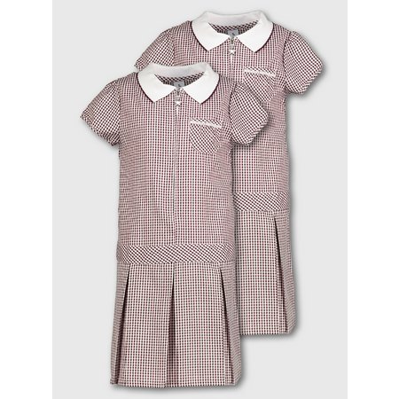 Maroon Gingham Sporty Dresses 2 Pack - 7 years