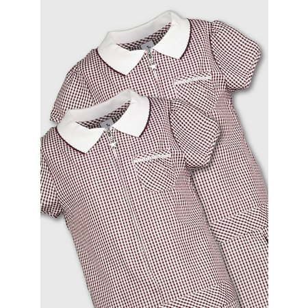 Maroon Gingham Sporty Dresses 2 Pack - 12 years