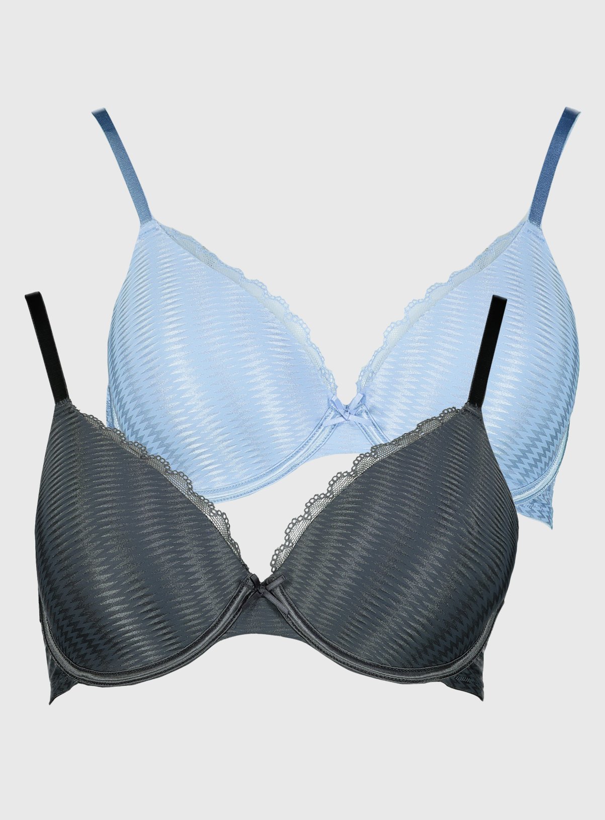 Grey & Blue Jacquard Full Cup T-Shirt Bras 2 Pack Review