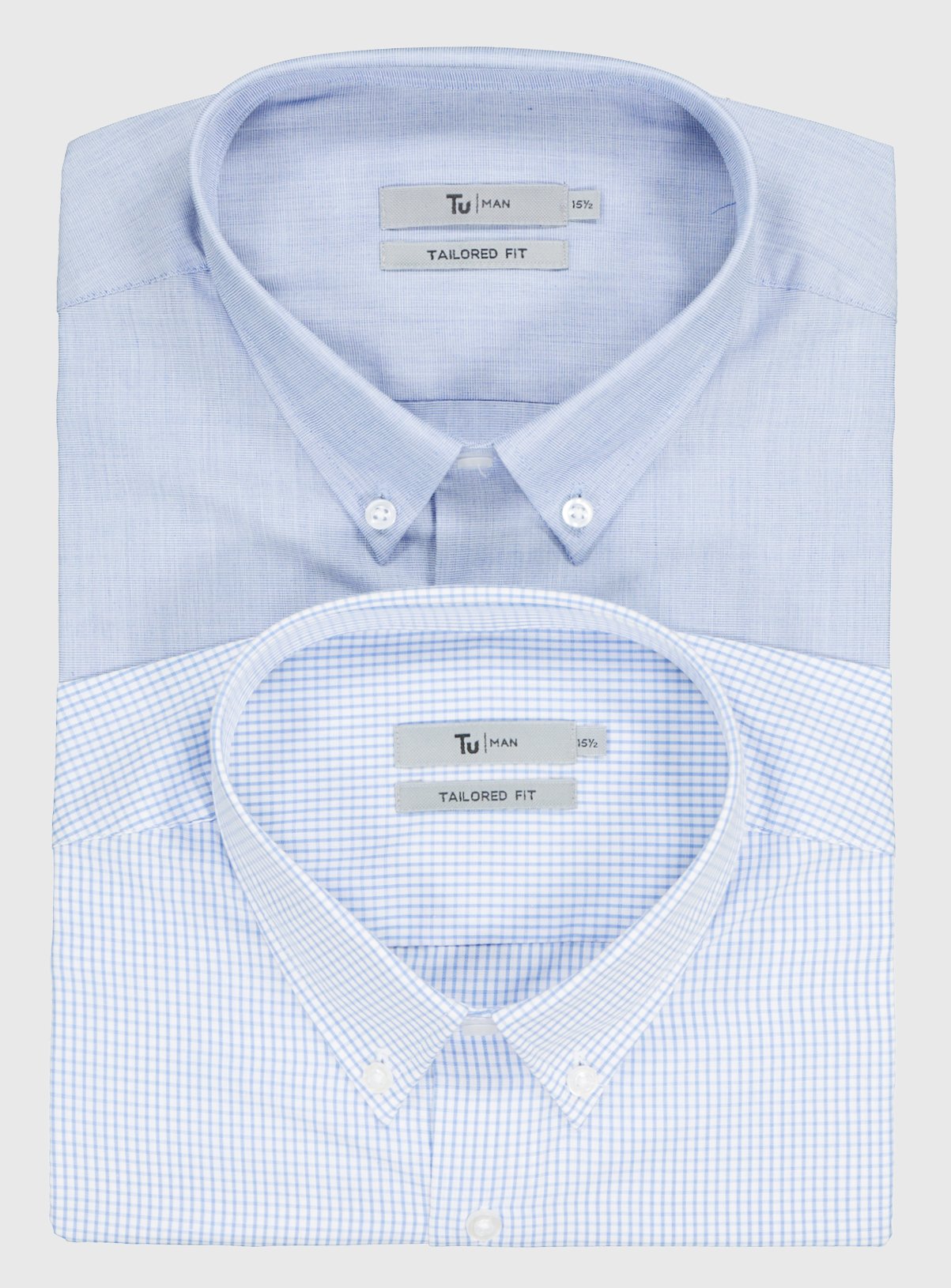 Blue Window Pane & Blue Plain Easy Iron Tailored Fit Shirt 2 Review