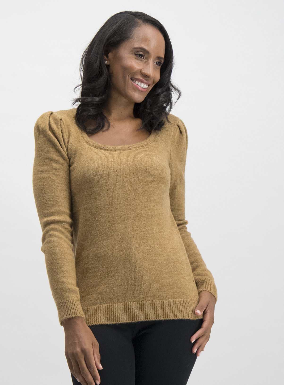 tan off shoulder sweater