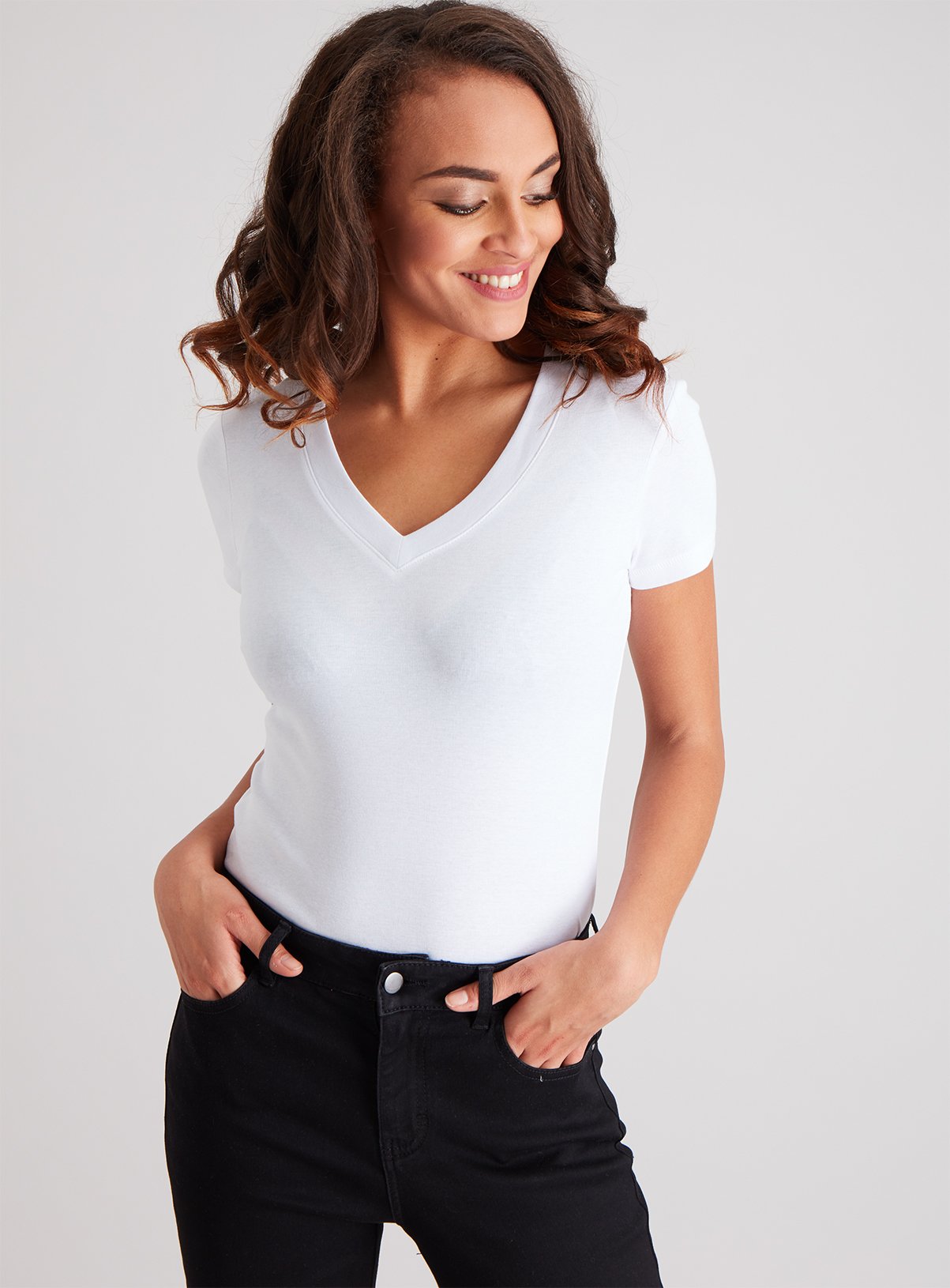 white v neck t shirt women's