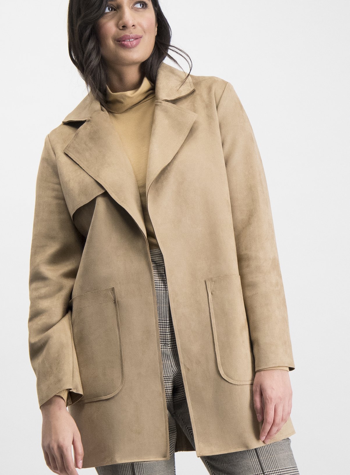 women's faux suede trench coats