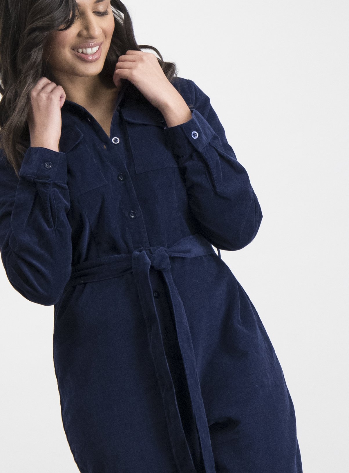 navy blue jumpsuit long sleeve