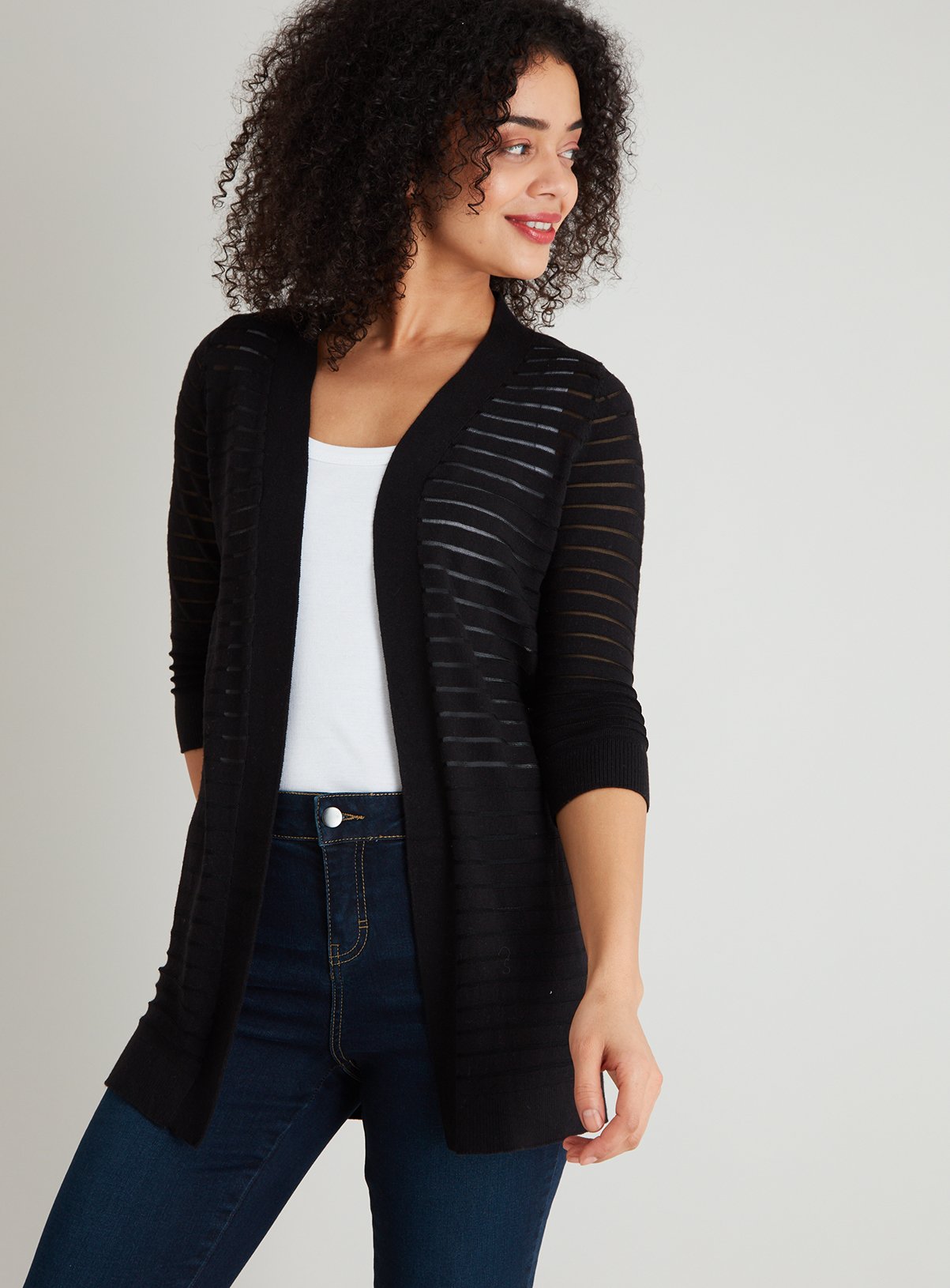 Black Sheer Stripe Longline Cardigan Review