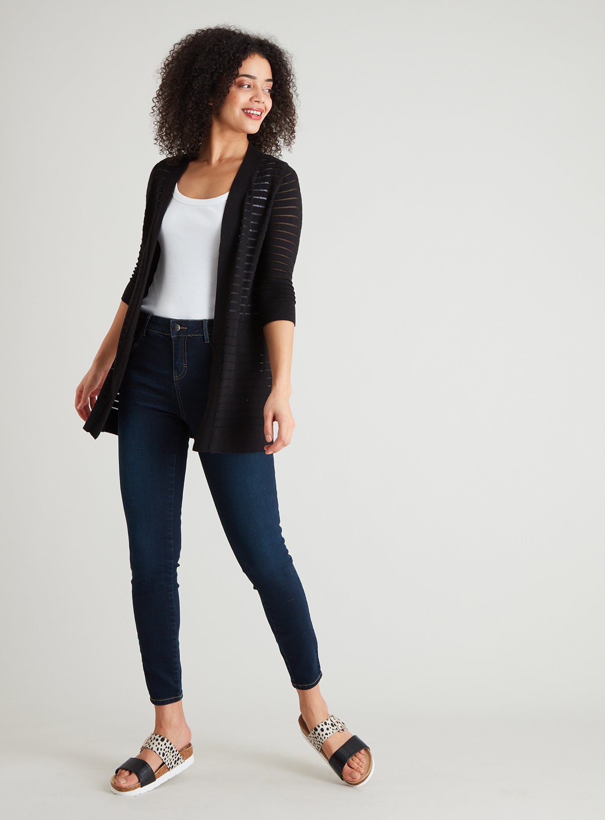 Black Sheer Stripe Longline Cardigan Review