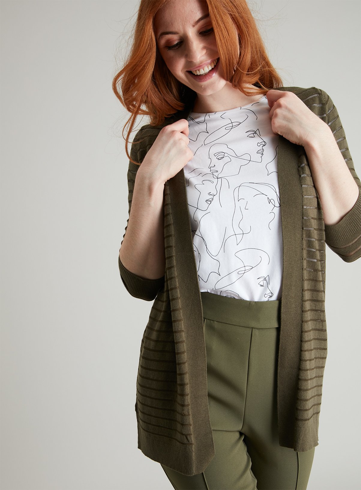 longline khaki cardigan