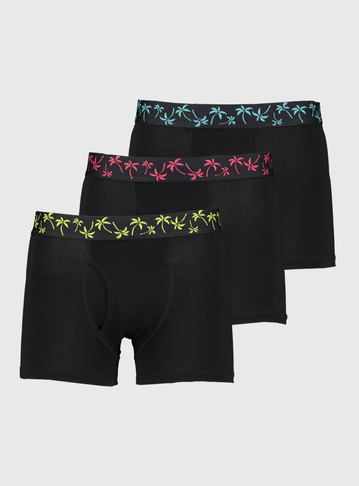 Black Palm Tree Print Waistband Trunk 3 Pack Review