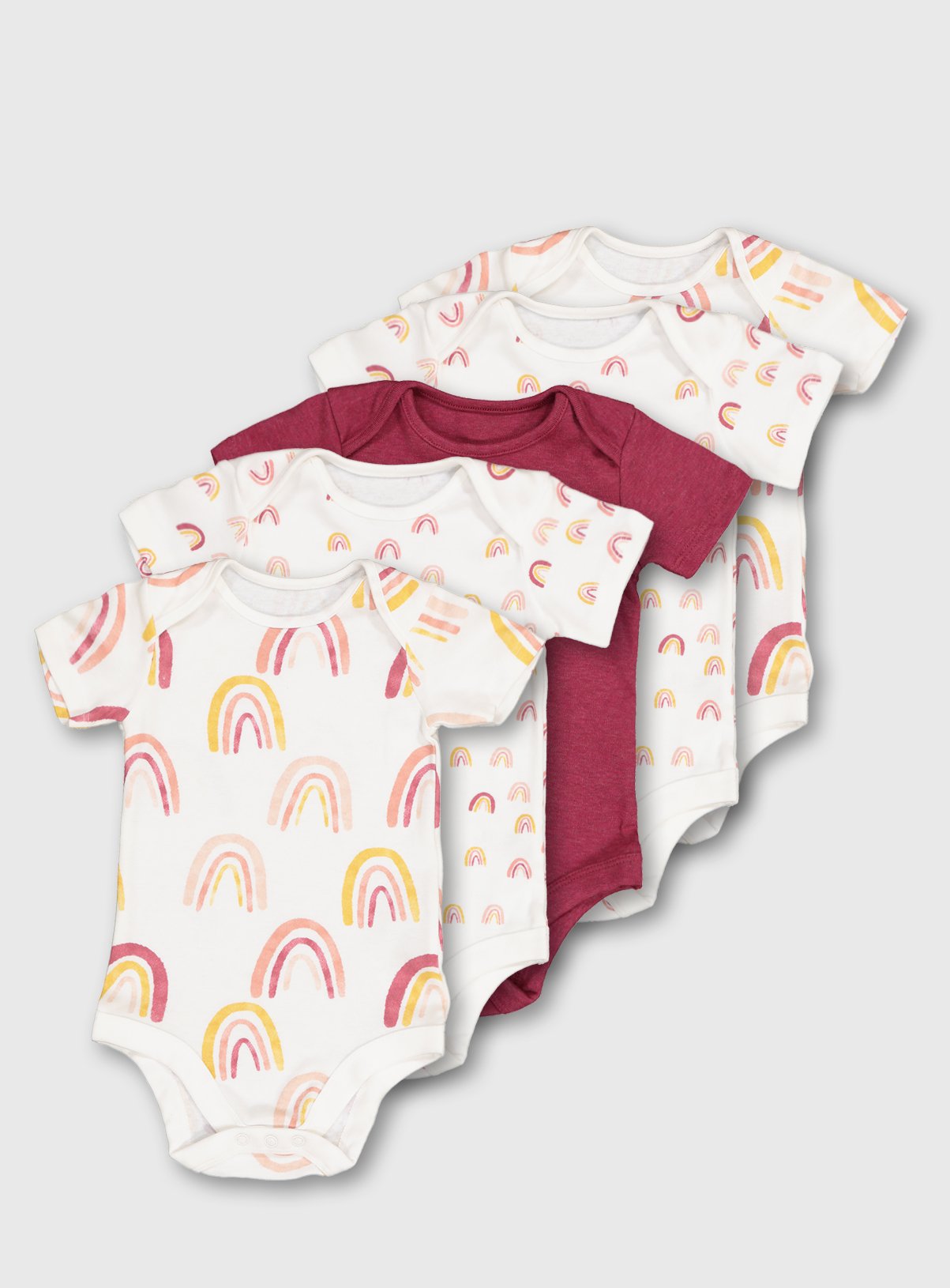 Cream & Burgundy Rainbow Bodysuit 5 Pack Review