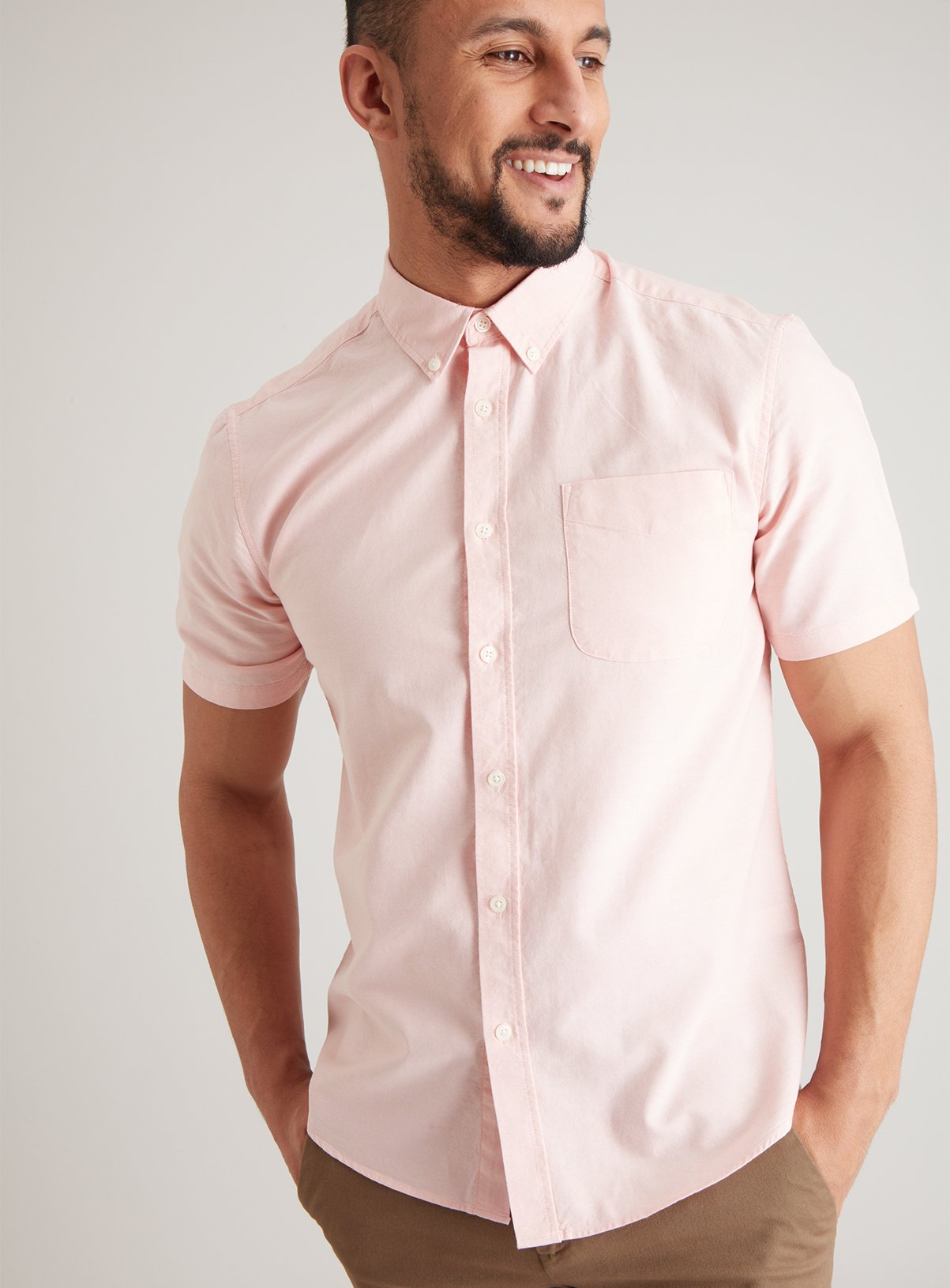 Pale Pink Oxford Regular Fit Short Sleeve Shirt Review