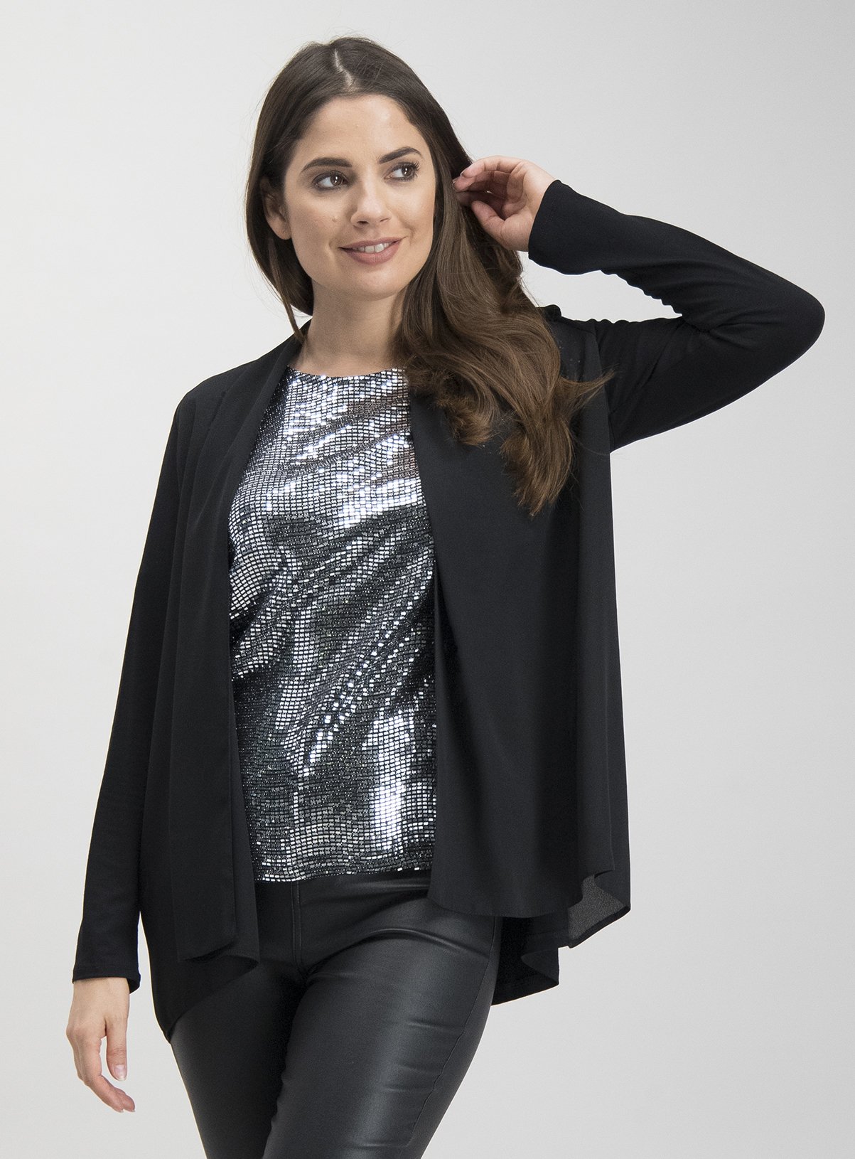 black waterfall cardigan