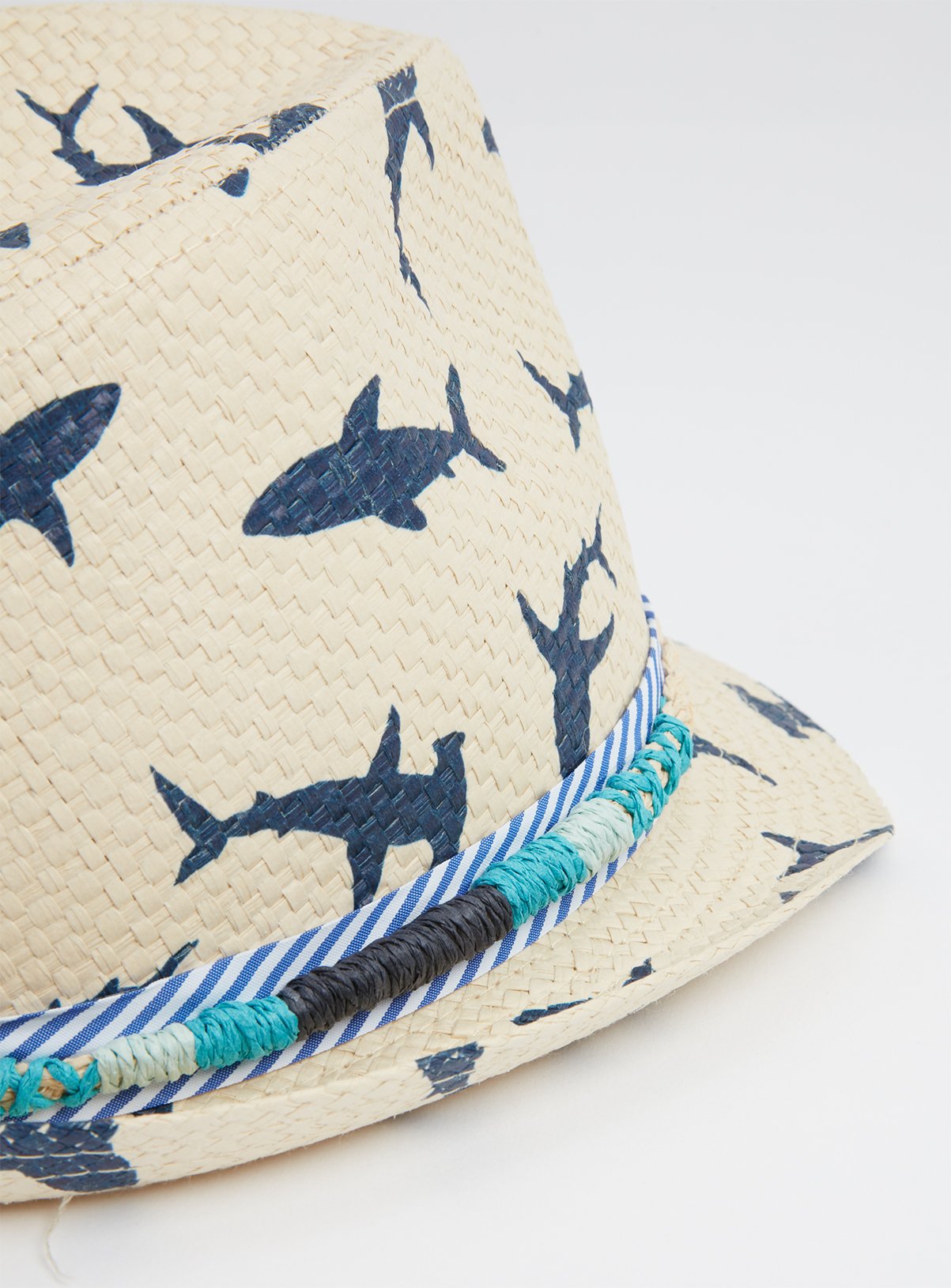 Natural Straw & Navy Shark Print Trilby Review