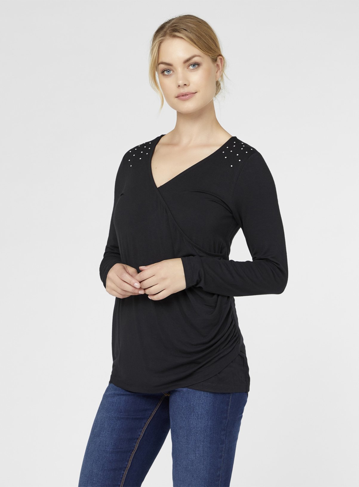 Black Pearl Detail Nursing Maternity Top Review