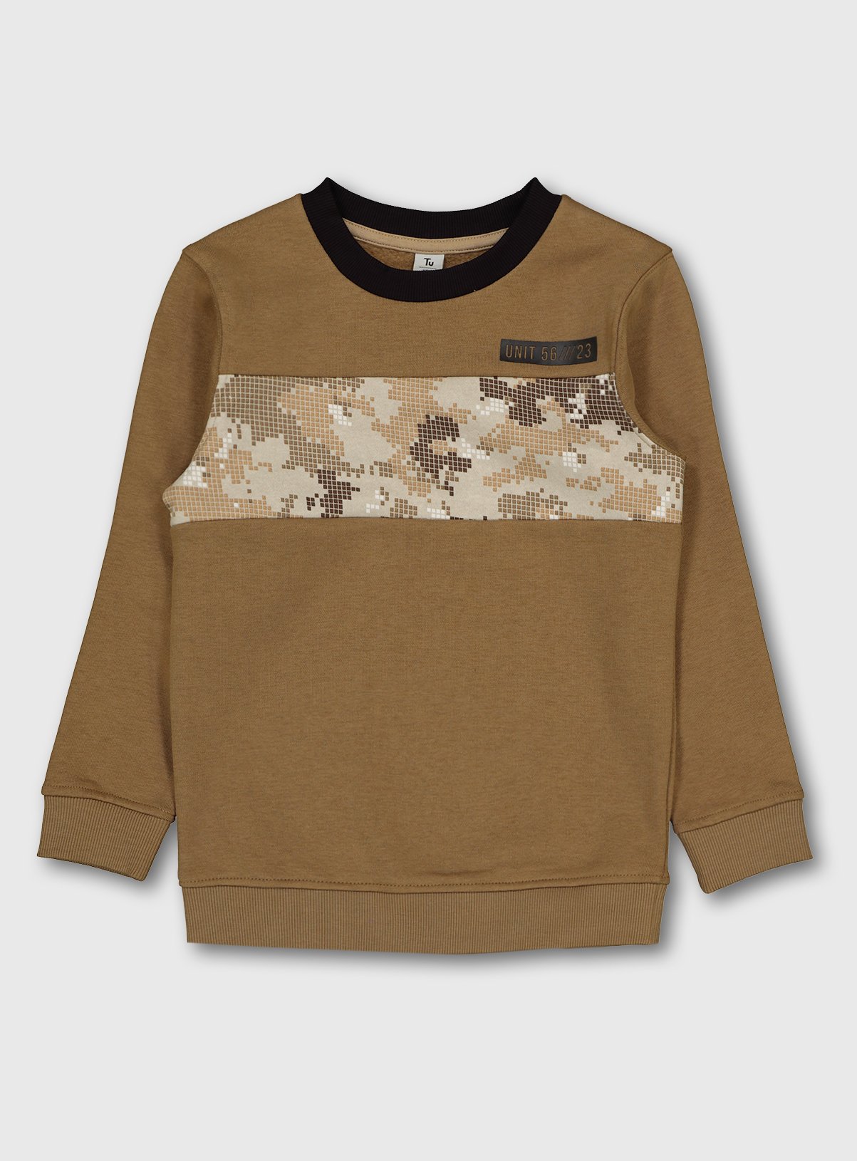 tan crew neck sweatshirt