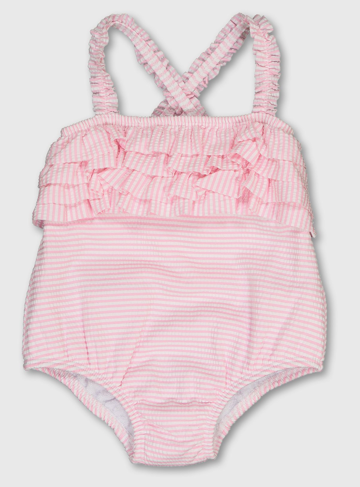 pink and white striped swimsuit