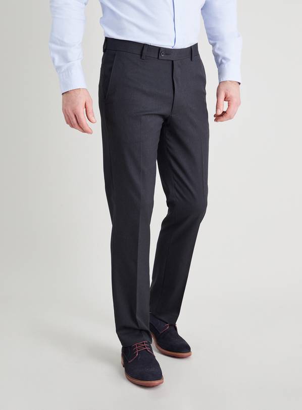 Charcoal Grey Gaberdine Regular Fit Trousers - W34 L29
