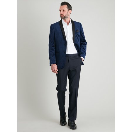 Navy Tailored Fit Suit Trousers With Stretch - W36 L35