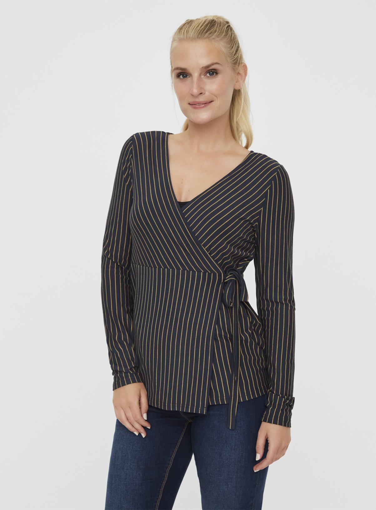 Black Striped Wrap Nursing Top Review