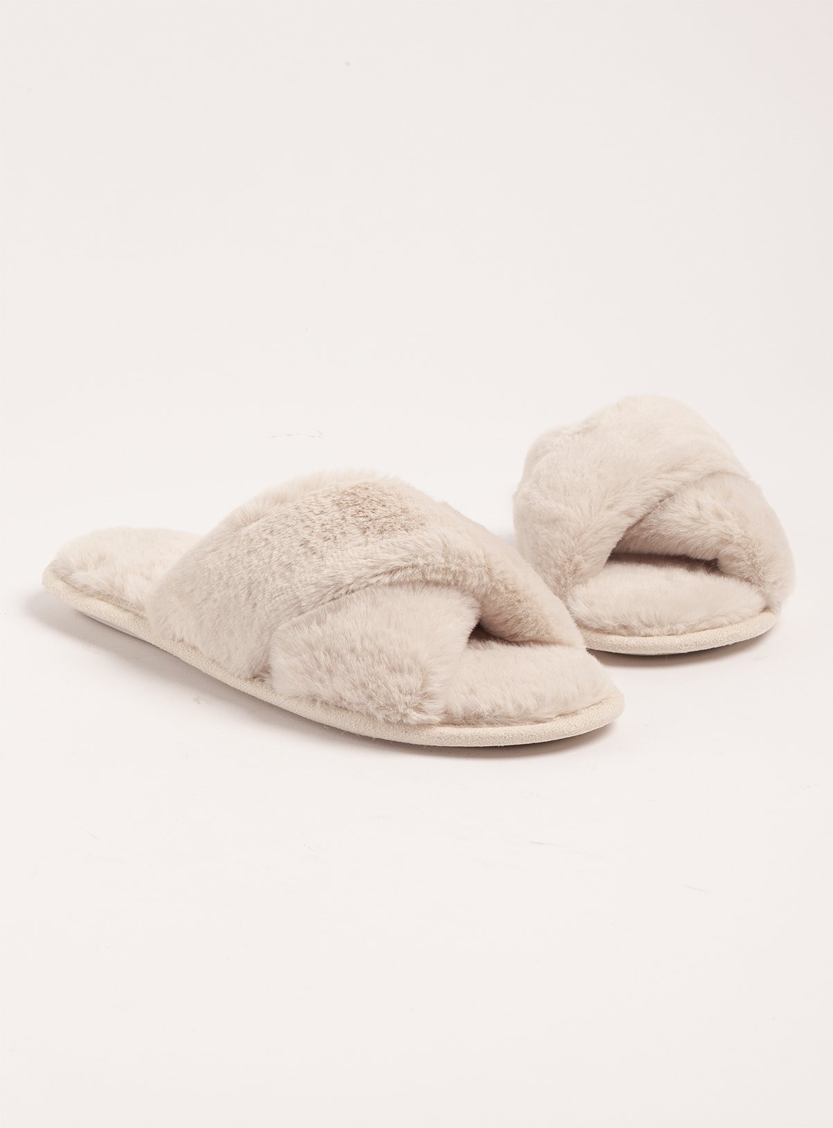 f&f faux fur open toe mule slippers